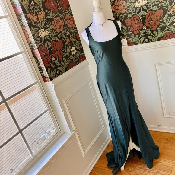 Bridesmaid Square Neck Bustier Dress w Slit 🐍 - Picture 1 of 8